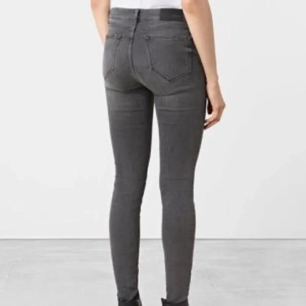 All Saints Mast Low Rise Skinny Vintage Grey Distressed Jeans